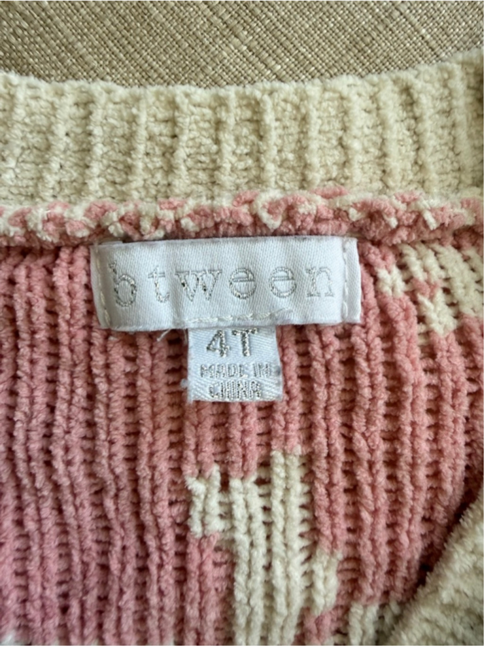Girls Btween Cream & Pink Bow Cardigan Sweater 4T - Picture 3 of 7